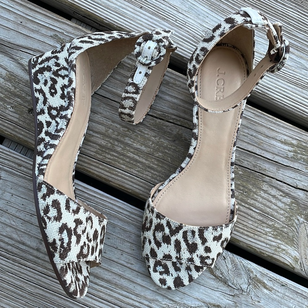 J. Crew - Laila Leopard Print Wedge Sandals size 6M - Picture 3 of 4